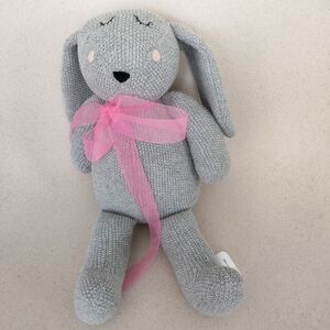 Universal Knitwears Gray Knitted Bunny Rabbit Plush 14" Stuffed Animal 2022